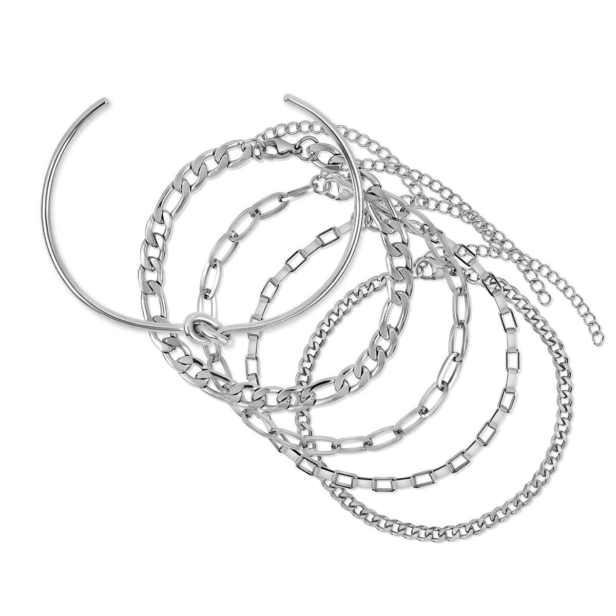 Kit Pulseiras Elegance & Bracelete Nó - Prata