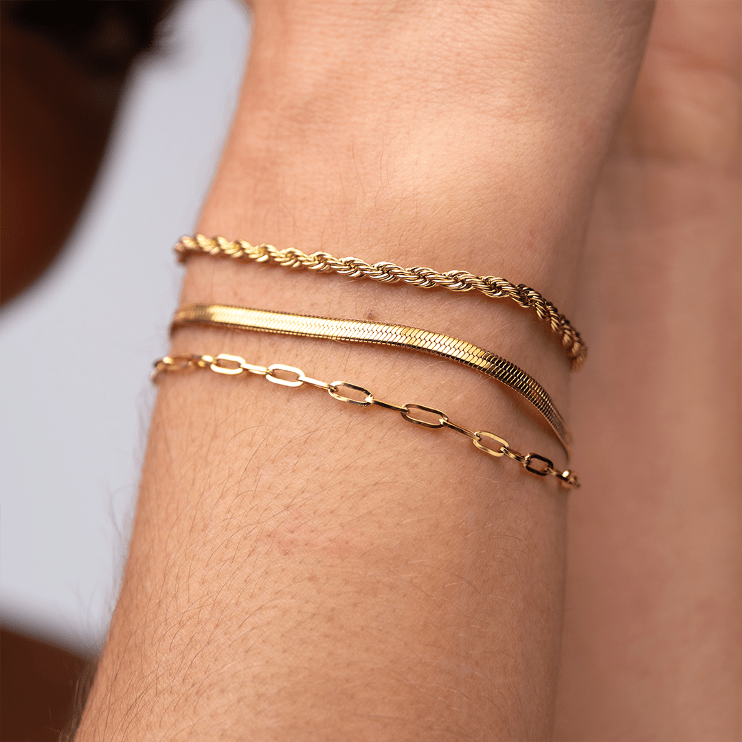 Kit Pulseiras Essential Banhado em Ouro 18K