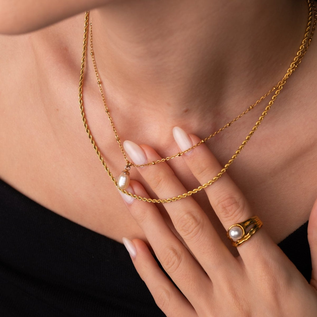 Mix Everyday Colar Duplo Banhado em Ouro 18k