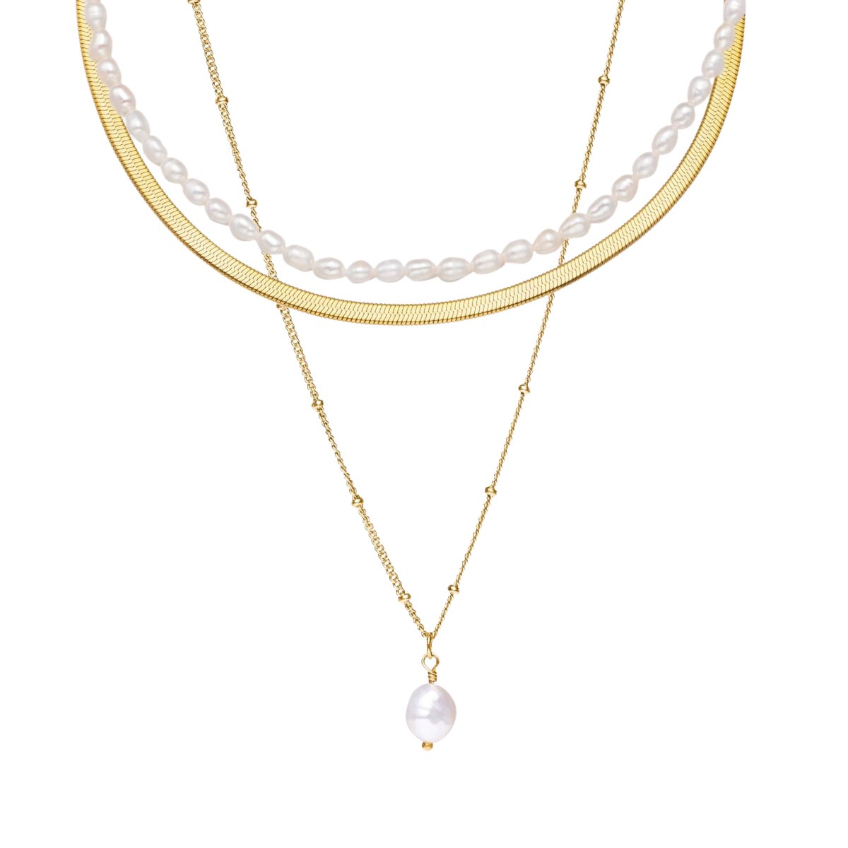 Mix Noronha Colar Triplo Banhado em Ouro 18k