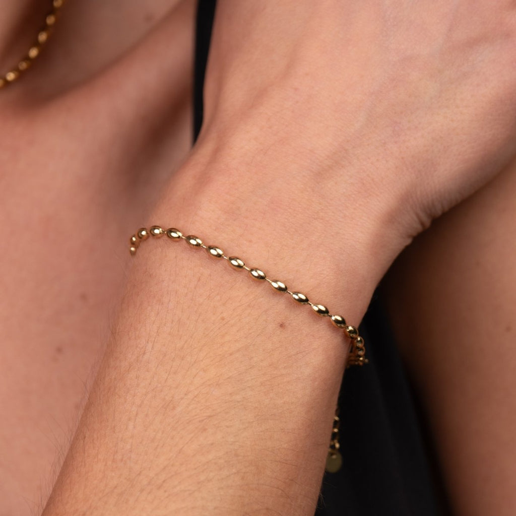 Pulseira Corrente Esferas Banhado em Ouro 18K