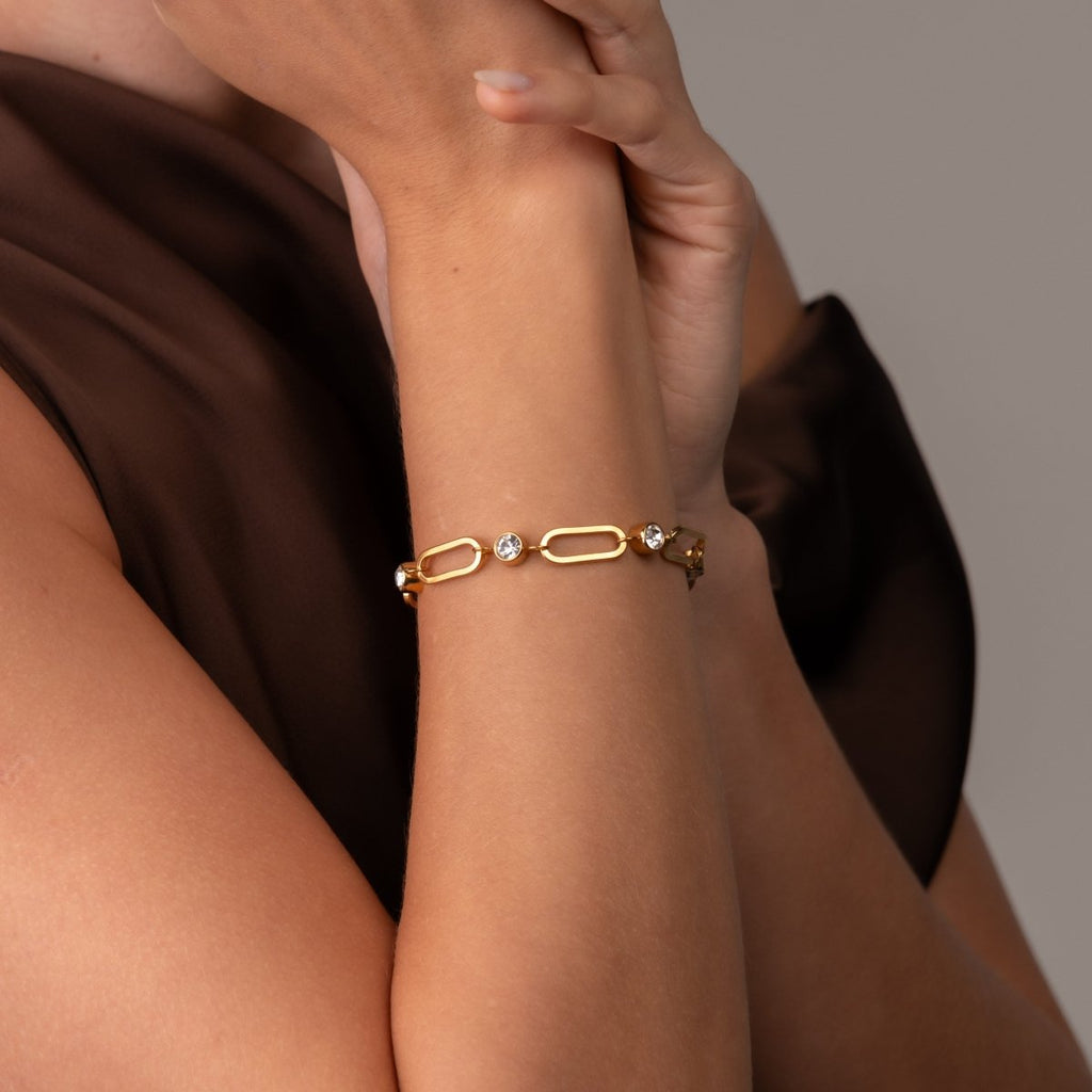 Pulseira Crystal Link Banhada em Ouro 18k