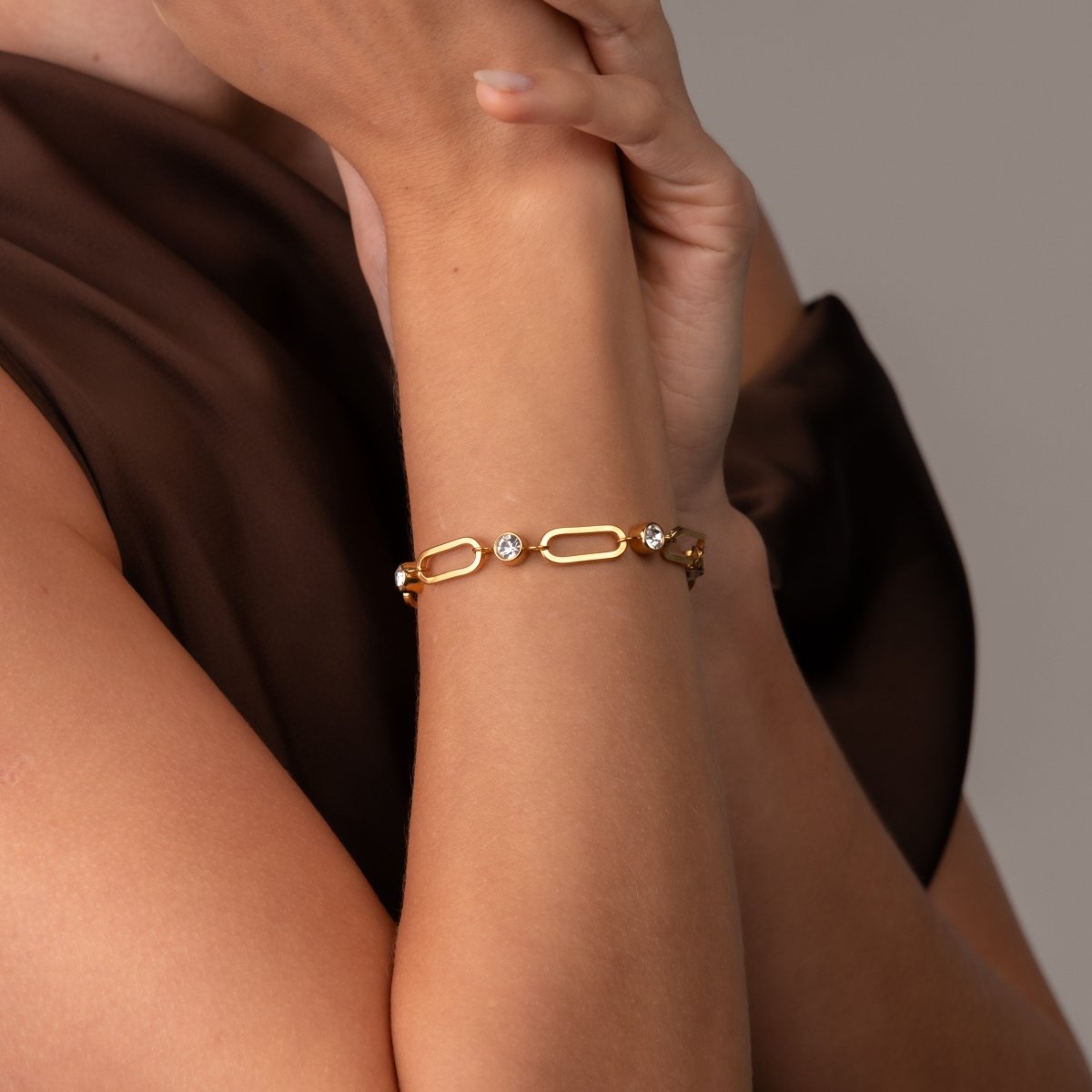 Pulseira Crystal Link Banhada em Ouro 18k