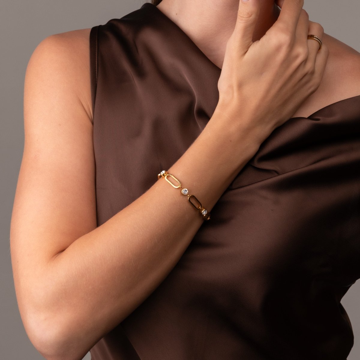 Pulseira Crystal Link Banhada em Ouro 18k