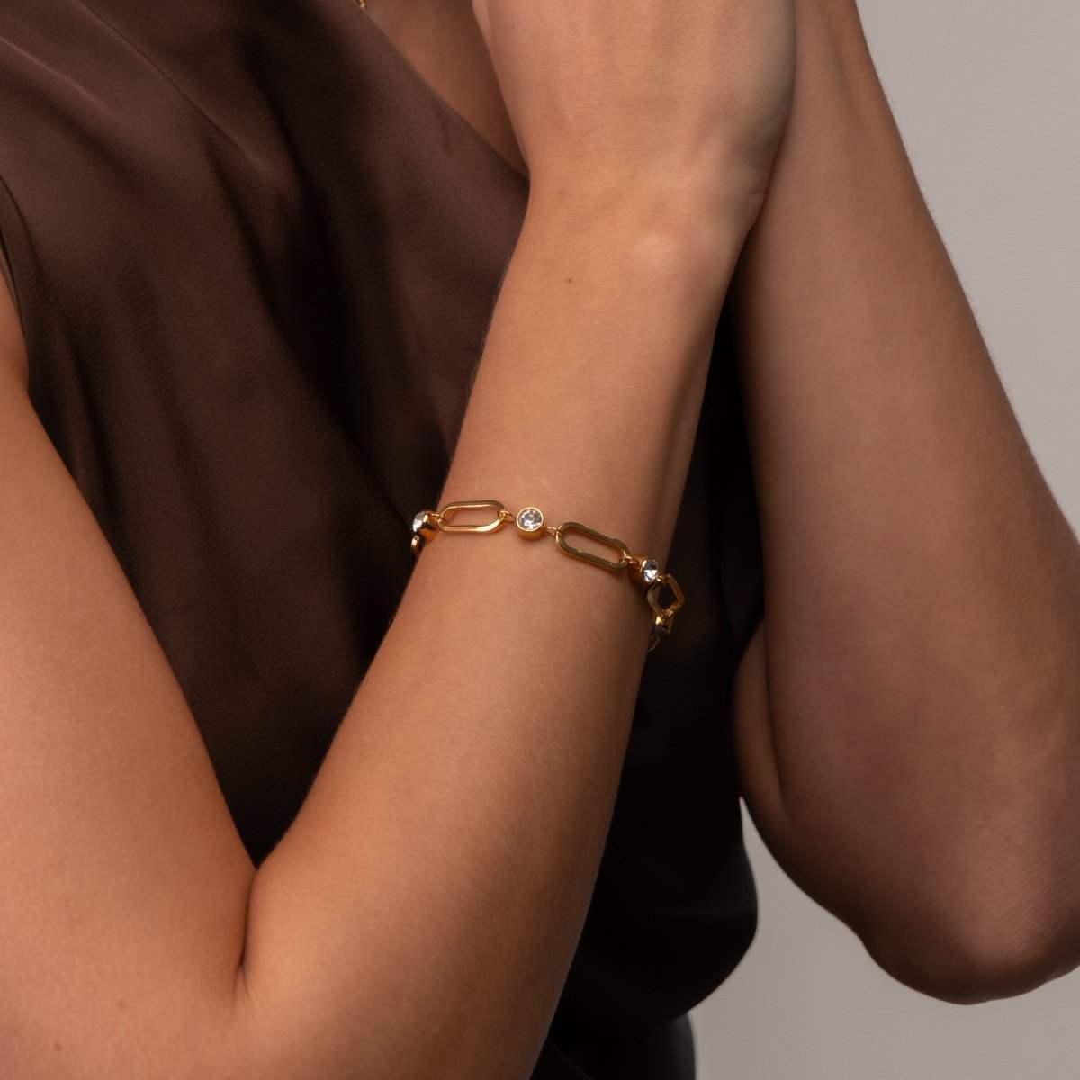 Pulseira Crystal Link Banhada em Ouro 18k