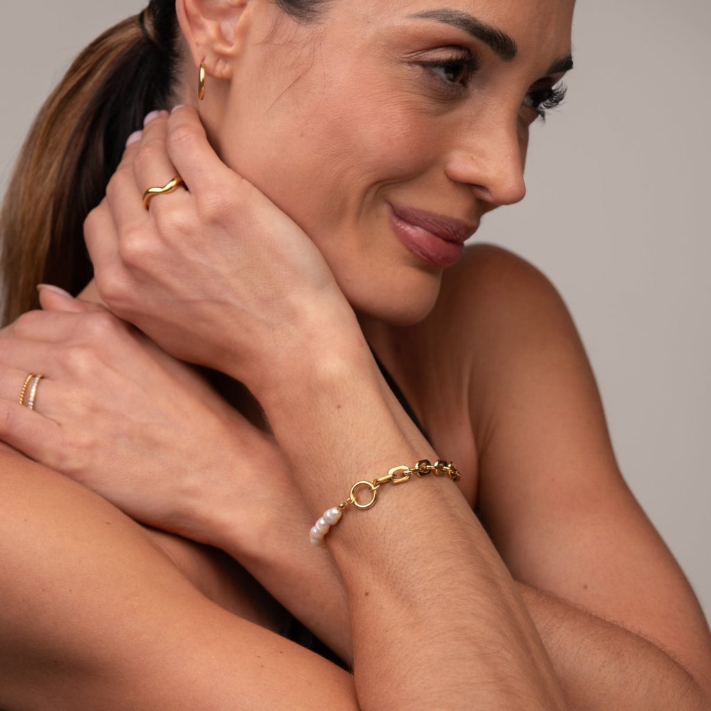 Pulseira Mood Pérola Banhado em Ouro 18k