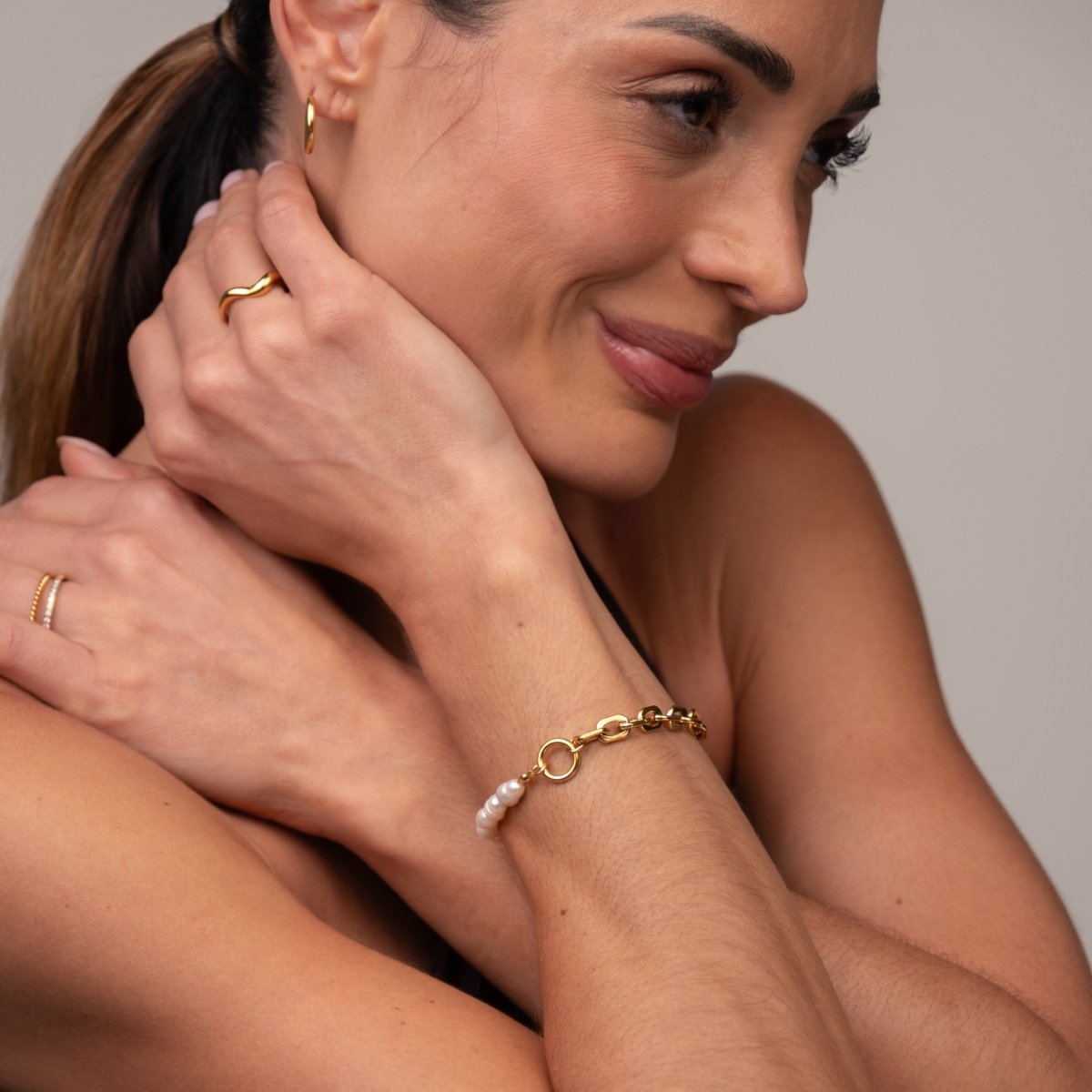 Pulseira Mood Pérola Banhado em Ouro 18k