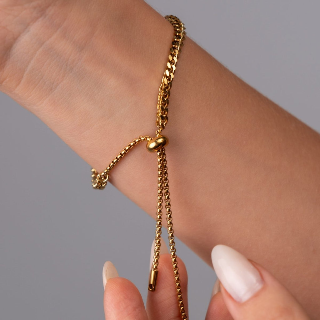 Pulseira Trama Ajustável Banhado em Ouro 18k