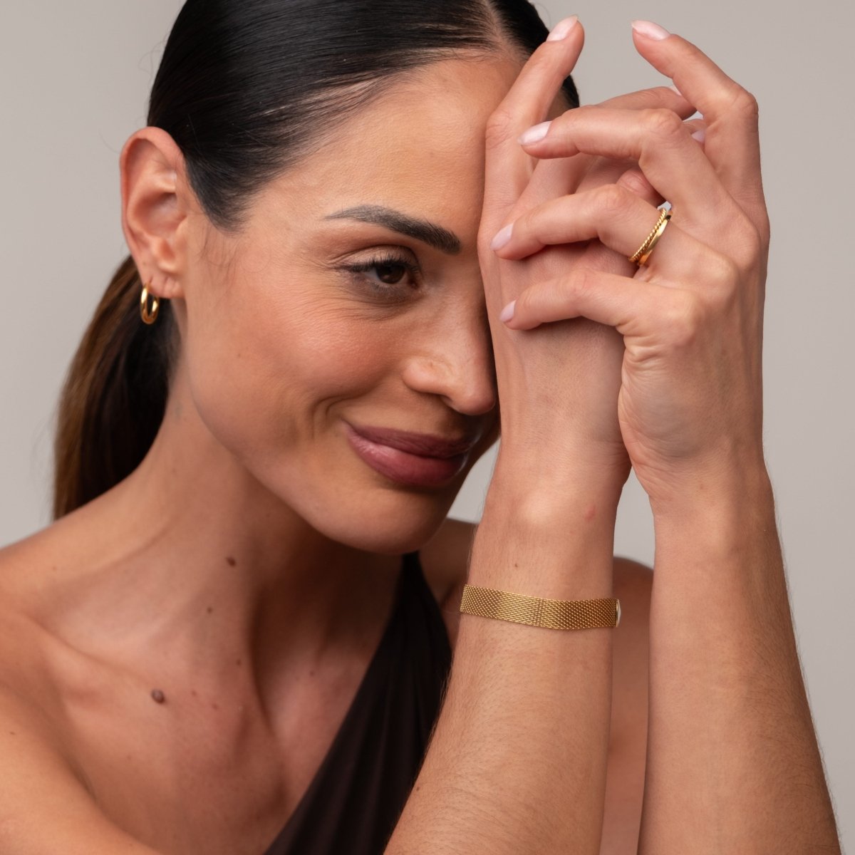 Pulseira Trama Lisa Banhada em Ouro 18K