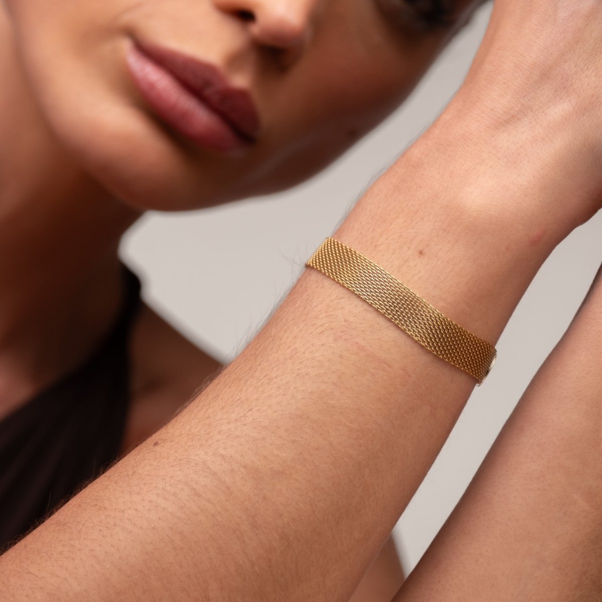 Pulseira Trama Lisa Banhada em Ouro 18K